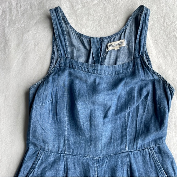 Madewell Chambray Muralist Jumpsuit Womens sz 00 Blue Denim Cotton Linen Cropped - Picture 10 of 16